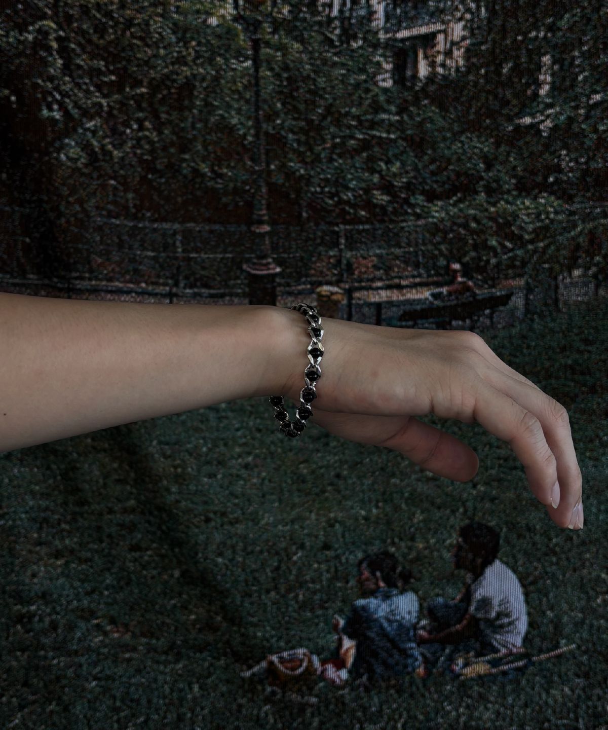 피마다지윈(PIMADAZIWIN) Bold Chain Black Pearl Bracelet