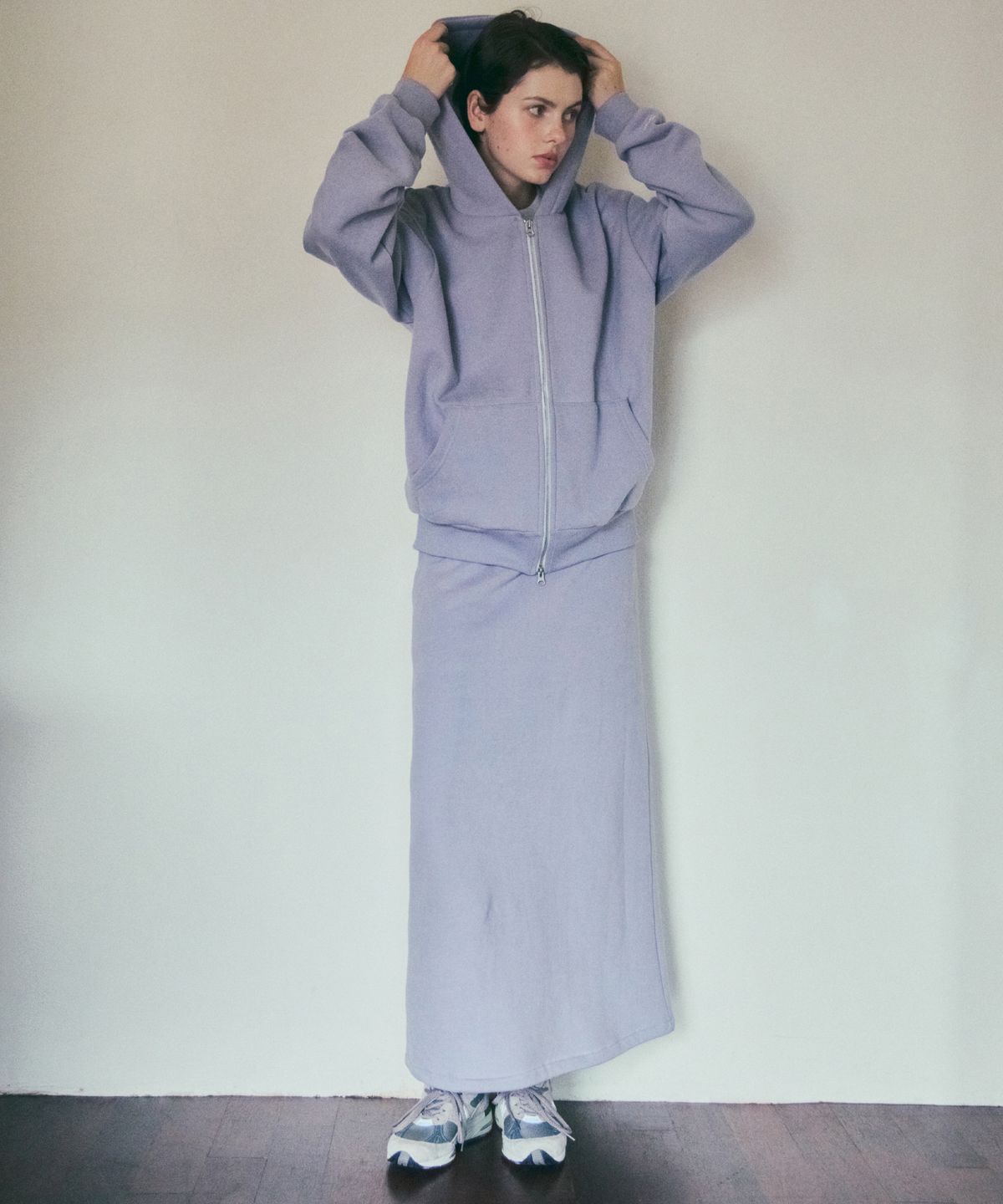 웬즈데이오아시스 포 우먼(WEDNESDAYOASISFORWOMEN) 웜업 베이직 기모 롱스커트_LIGHT PURPLE(W25-SK04)