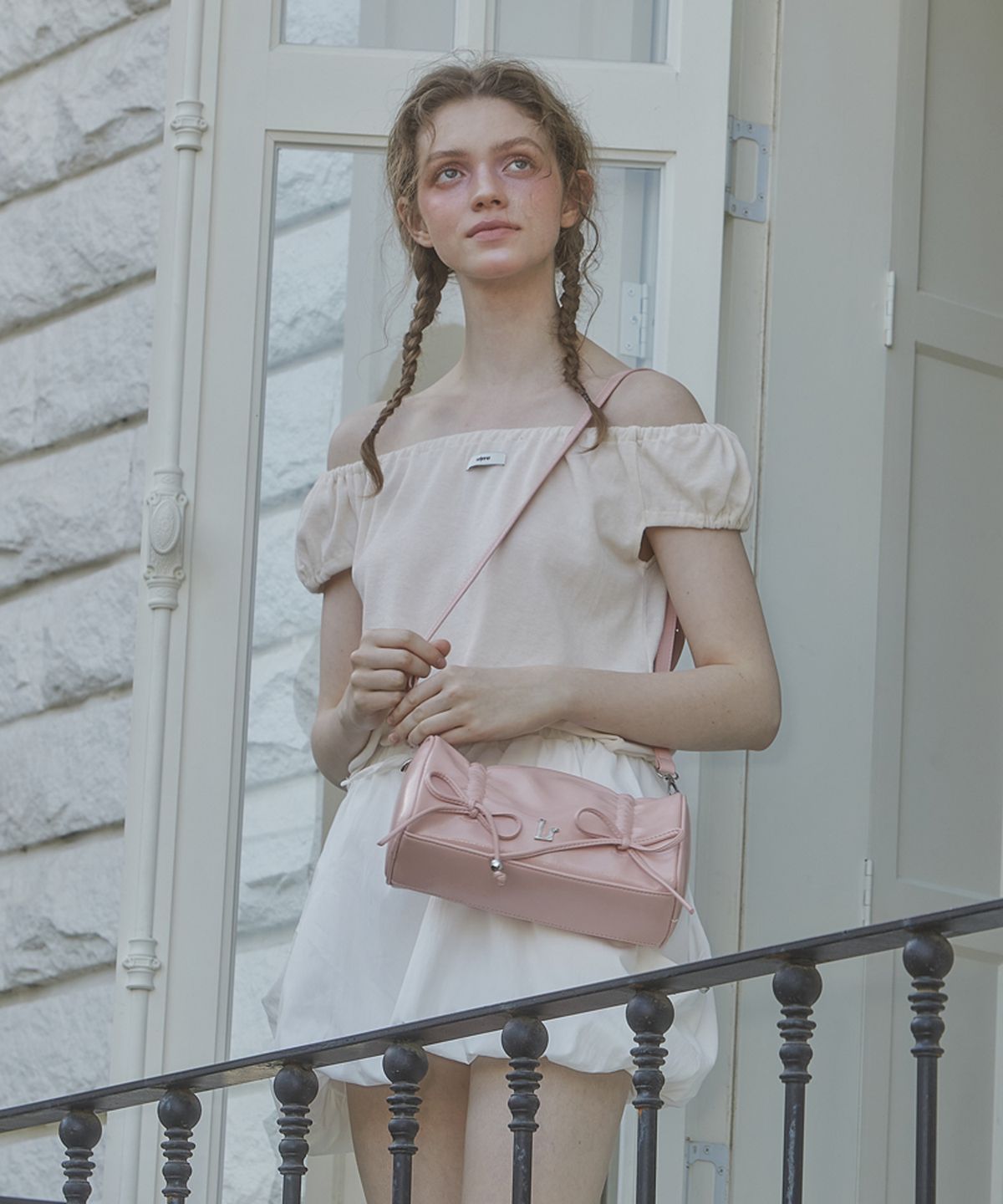 레터리(LETERIE) [리퍼브 특가]SHIRRING RIBBON BAG_PINK