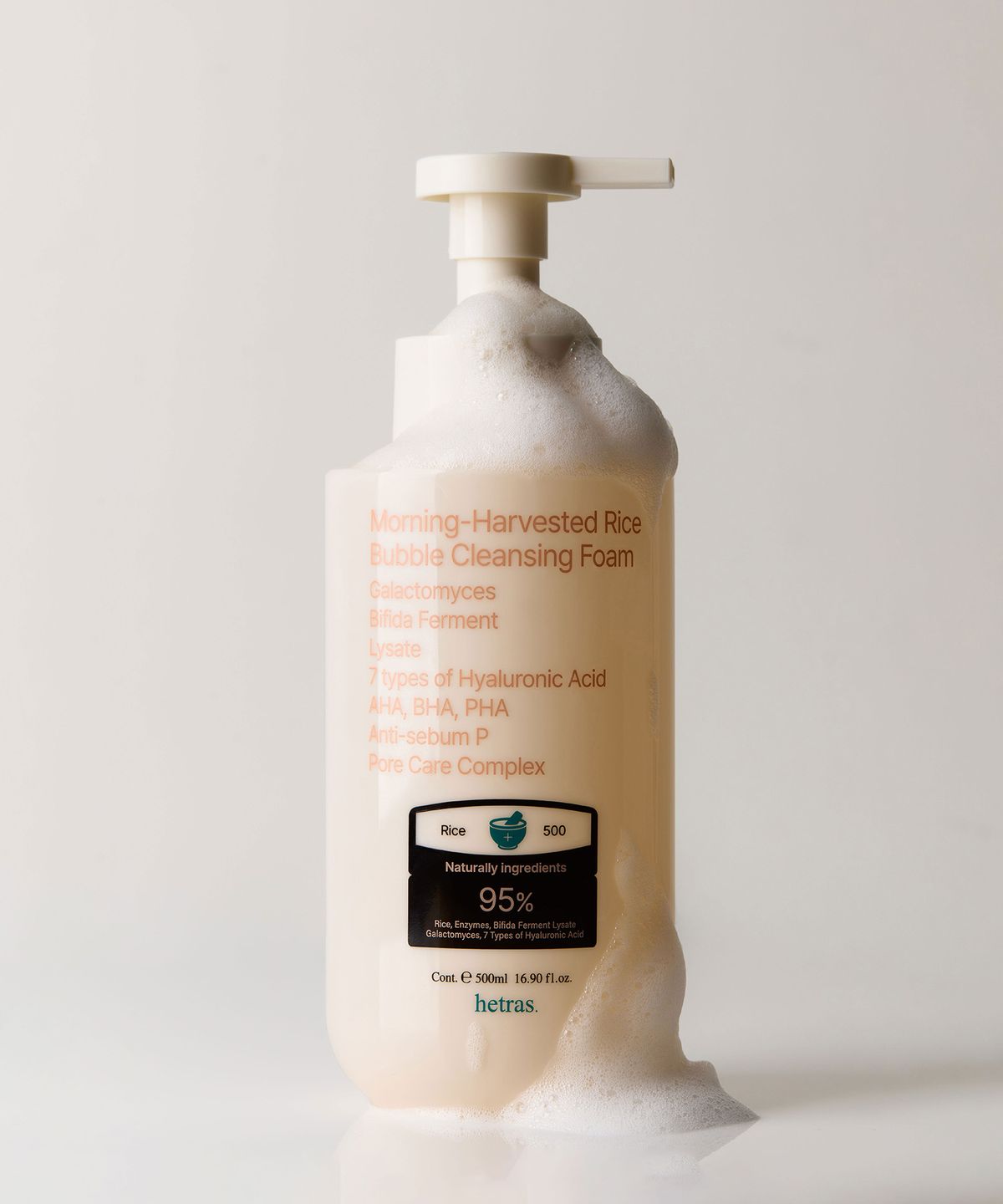 헤트라스 뷰티(HETRAS BEAUTY) 아침햅쌀 버블 클렌징폼 500ml 저자극 약산성 클렌 폼클렌징
