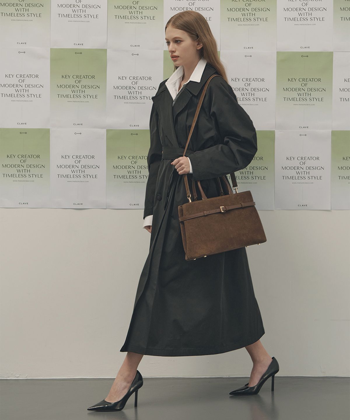 끌라베(CLAVE) 루나 스웨이드 브라운 토트백 (LUNA Suede brown Tote Bag)