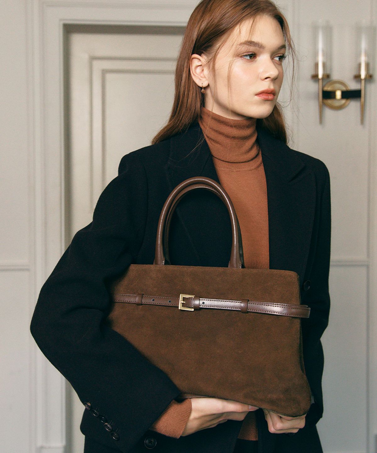 끌라베(CLAVE) 루나 스웨이드 브라운 토트백 (LUNA Suede brown Tote Bag)