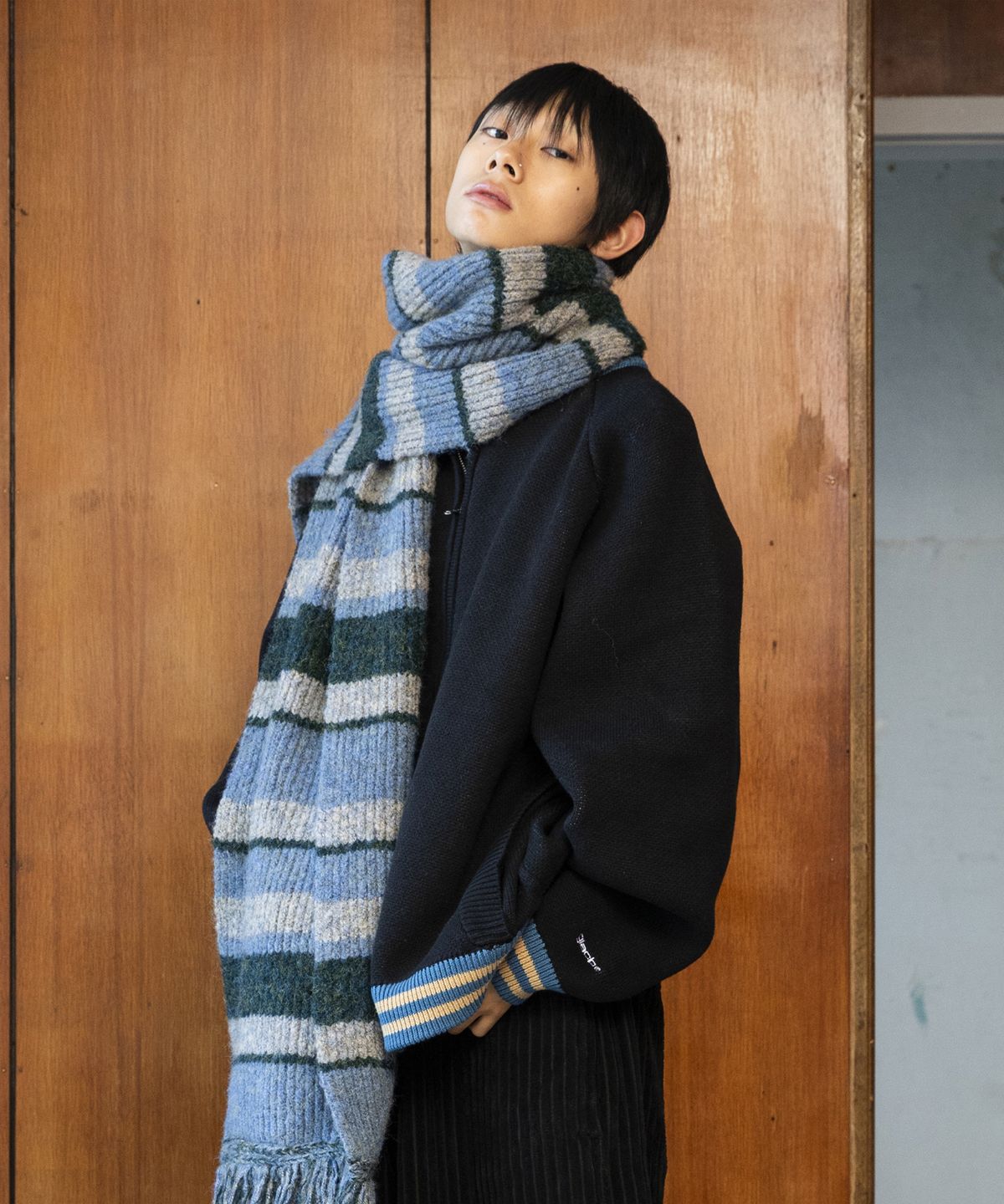 글랙(GLACK) GAC031 멀티 컬러 태슬 머플러 (BLUE)
