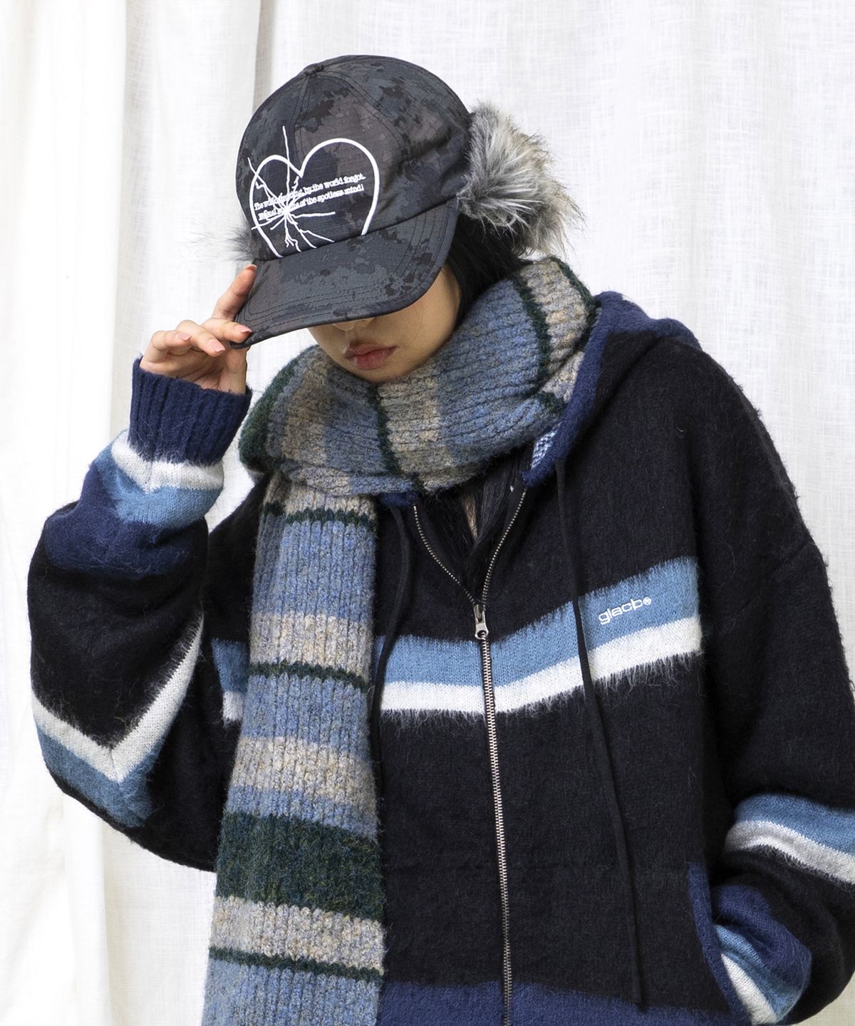글랙(GLACK) GAC031 멀티 컬러 태슬 머플러 (BLUE)