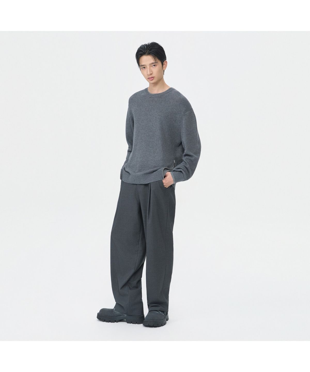 커스텀멜로우(CUSTOMELLOW) Grey Wide Fit Pants CWPAW25541GYD
