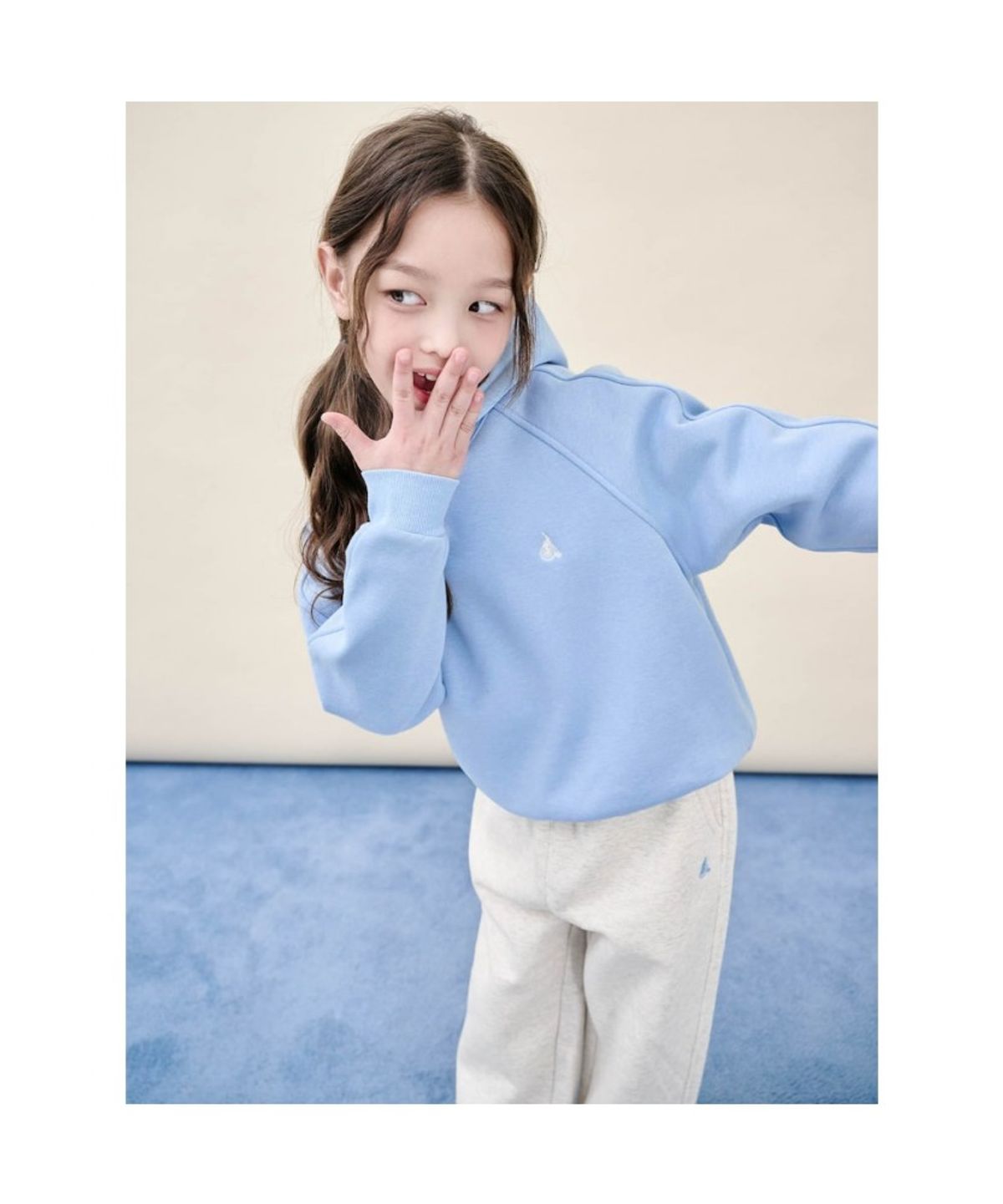 빈폴 키즈(BEANPOLE KIDS) 여아 베이직 기모 후드 스웨트 상하 세트  스카이 블루 (BI5X41G03Q)