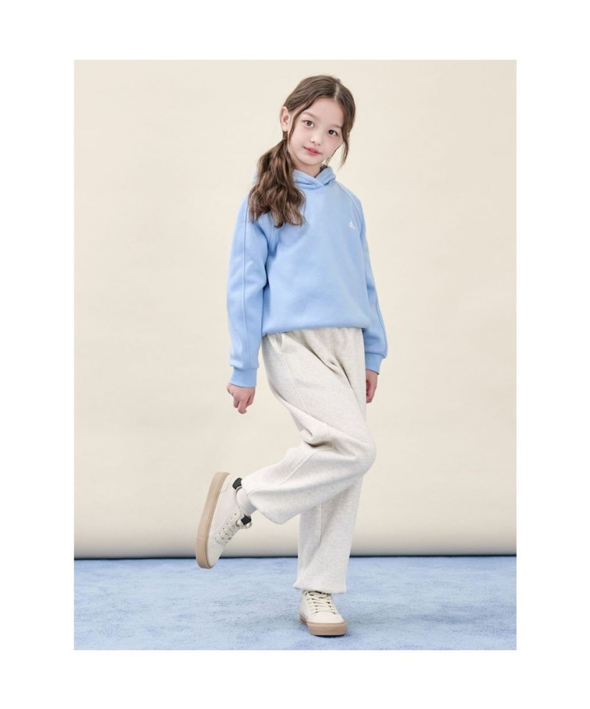 빈폴 키즈(BEANPOLE KIDS) 여아 베이직 기모 후드 스웨트 상하 세트  스카이 블루 (BI5X41G03Q)
