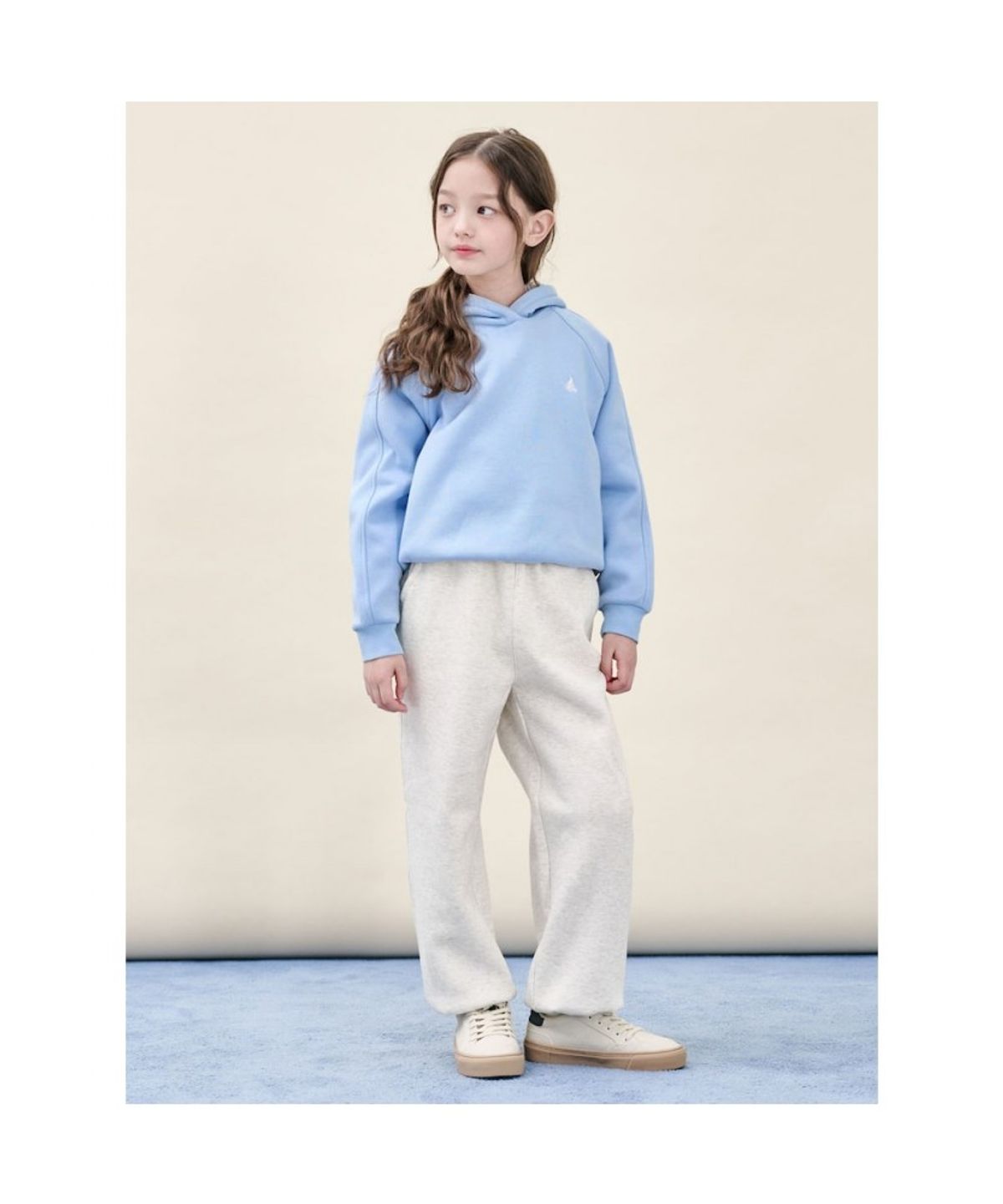 빈폴 키즈(BEANPOLE KIDS) 여아 베이직 기모 후드 스웨트 상하 세트  스카이 블루 (BI5X41G03Q)
