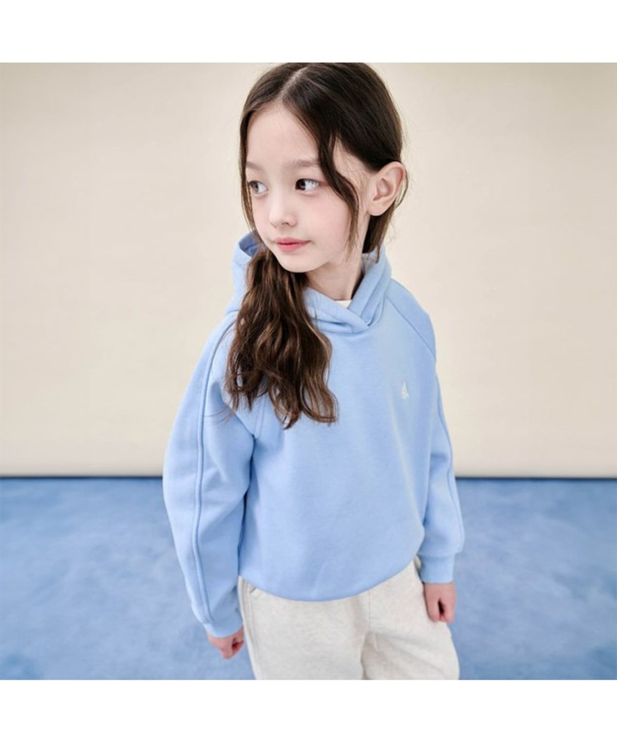 빈폴 키즈(BEANPOLE KIDS) 여아 베이직 기모 후드 스웨트 상하 세트  스카이 블루 (BI5X41G03Q)