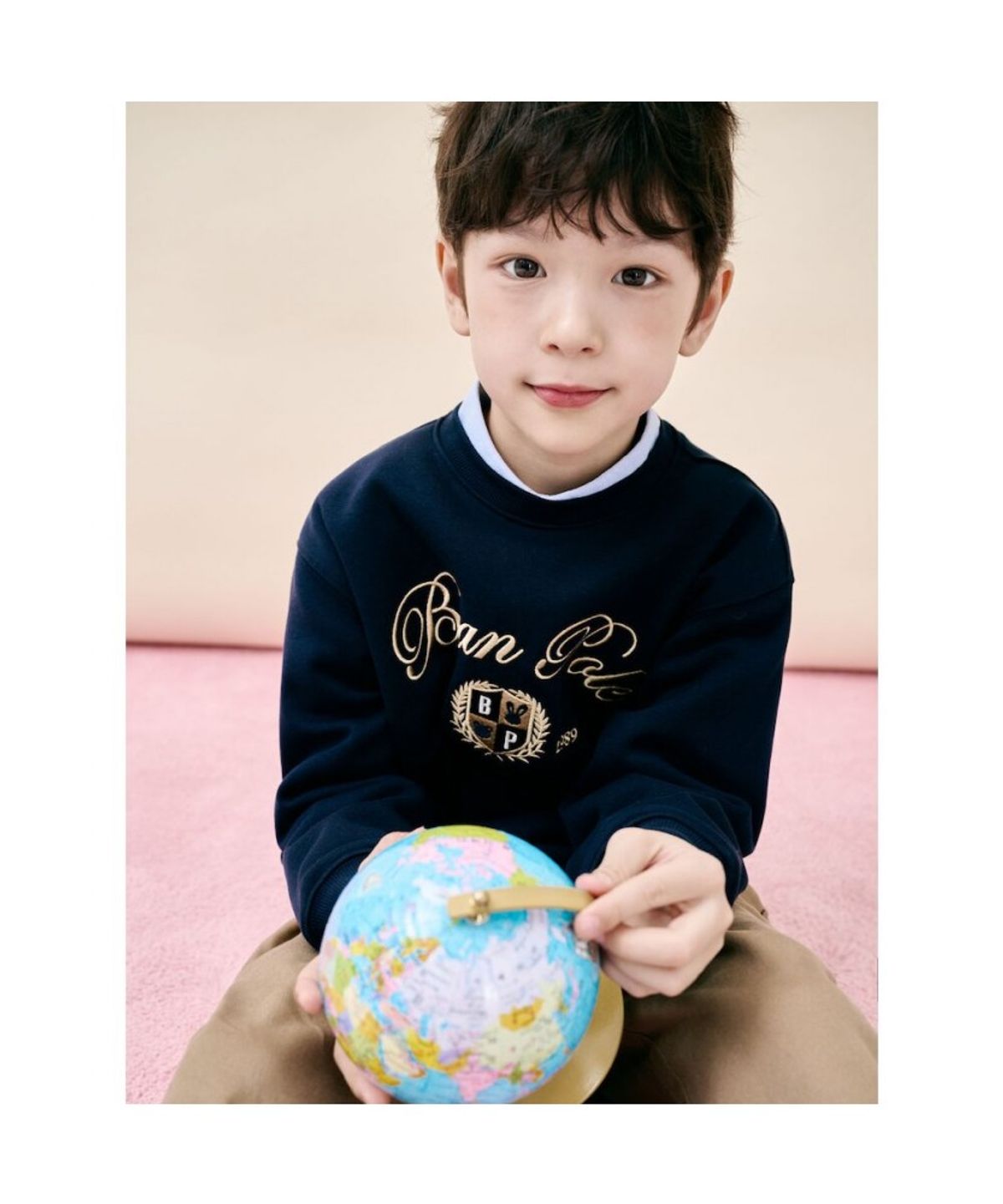 빈폴 키즈(BEANPOLE KIDS) 레터링 자수 기모 스웨트 셔츠  네이비 (BI5X41U12R) (BI5X41U12R)