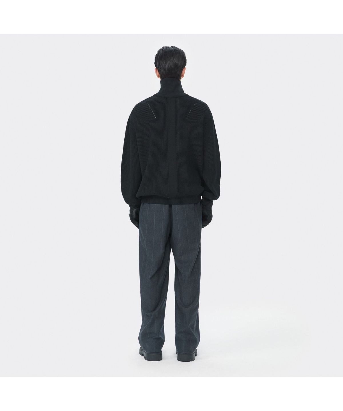 커스텀멜로우(CUSTOMELLOW) Grey Wide Fit One Tuck Striped Setup Pants CWPAW25841GYD