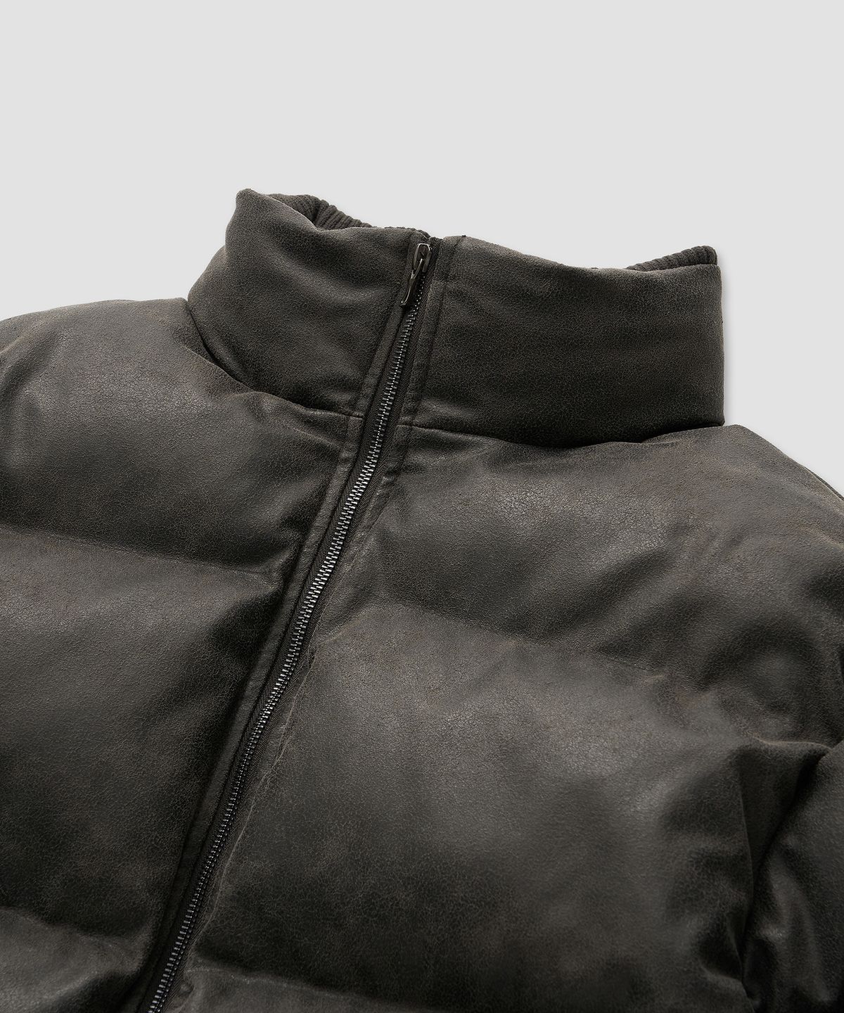 필프(PEALP) Vintage Faux Leather Padded Jacket 28(Black)