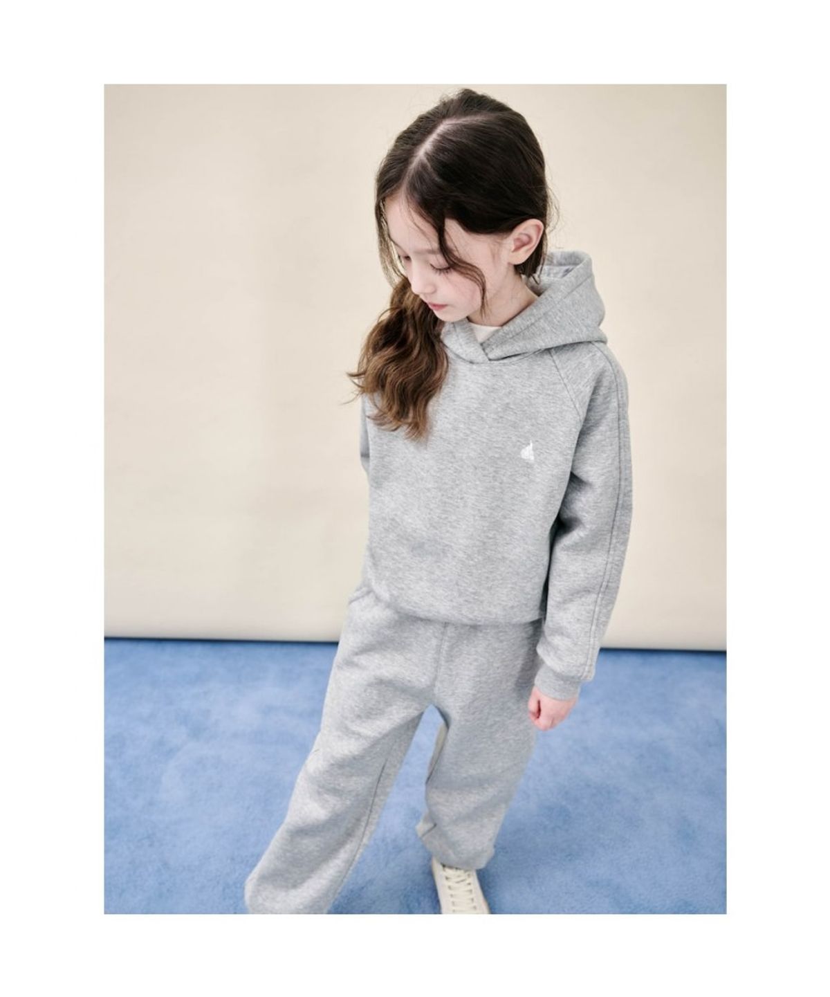 빈폴 키즈(BEANPOLE KIDS) 여아 베이직 기모 후드 스웨트 상하 세트  그레이 (BI5X41G033)