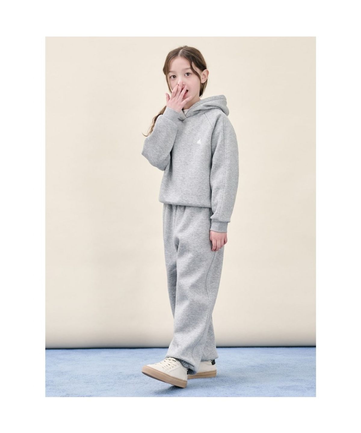 빈폴 키즈(BEANPOLE KIDS) 여아 베이직 기모 후드 스웨트 상하 세트  그레이 (BI5X41G033)