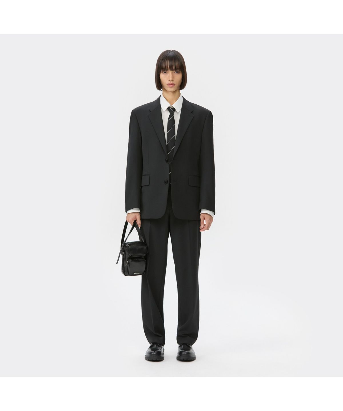커스텀멜로우(CUSTOMELLOW) Black Relaxed Fit Wool Blended Setup Jacket CWJAW25621BKX