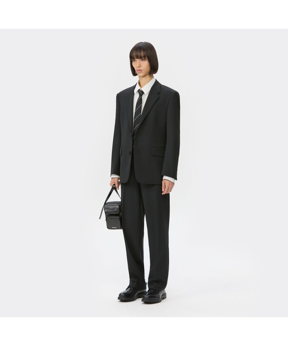 커스텀멜로우(CUSTOMELLOW) Black Relaxed Fit Wool Blended Setup Jacket CWJAW25621BKX
