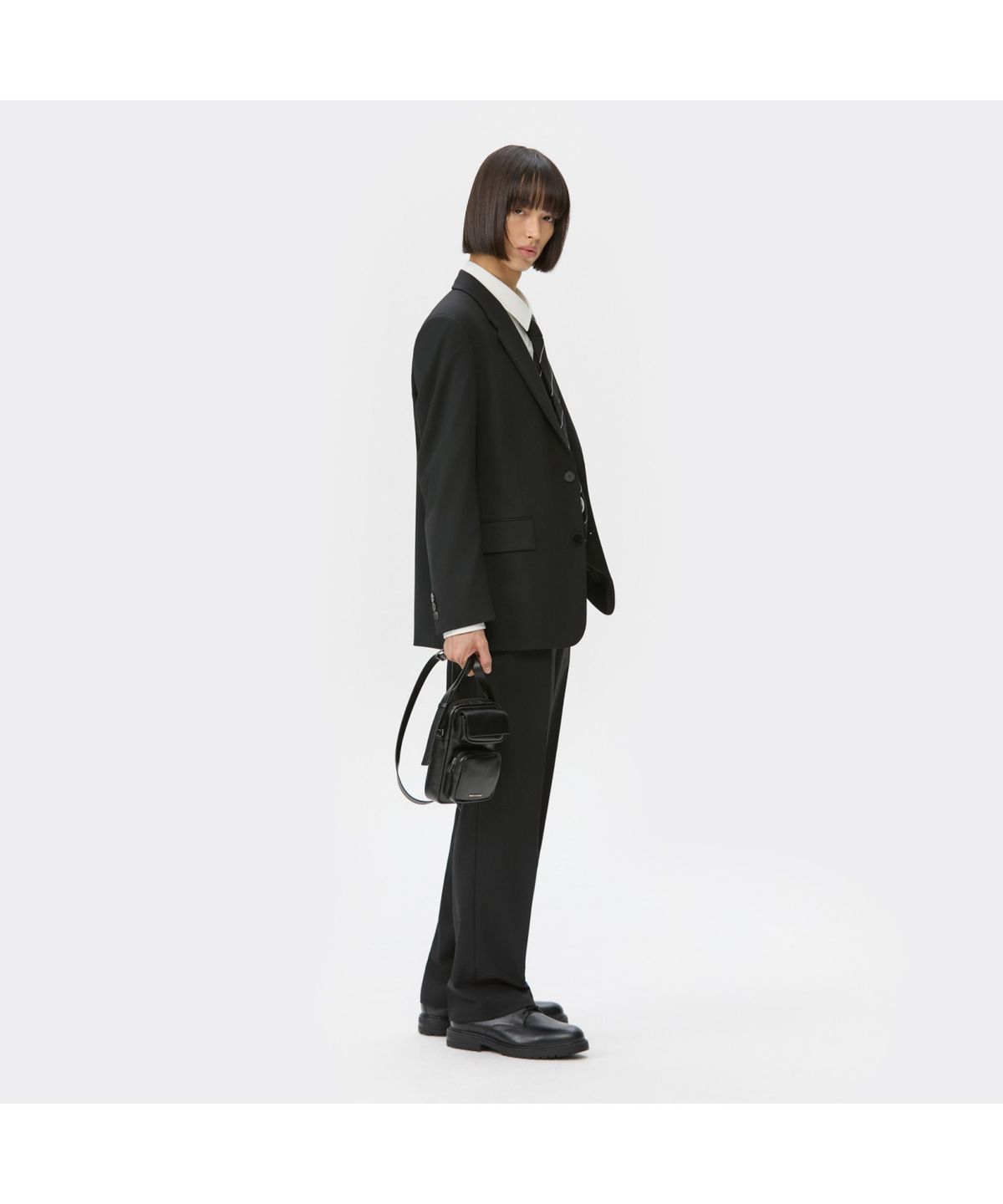 커스텀멜로우(CUSTOMELLOW) Black Relaxed Fit Wool Blended Setup Jacket CWJAW25621BKX