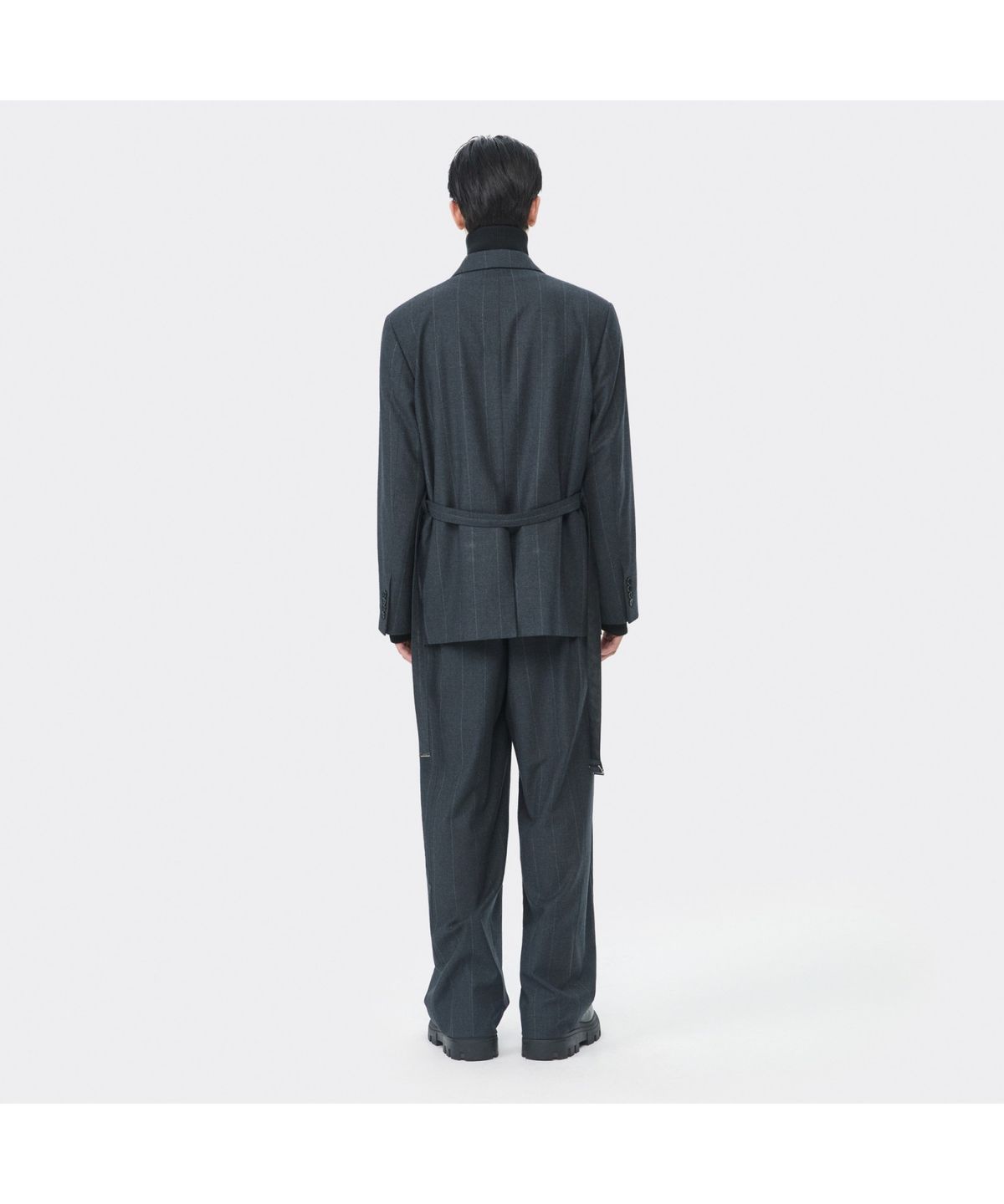커스텀멜로우(CUSTOMELLOW) Grey Mid Length Striped Setup Jacket CWJAW25841GYD