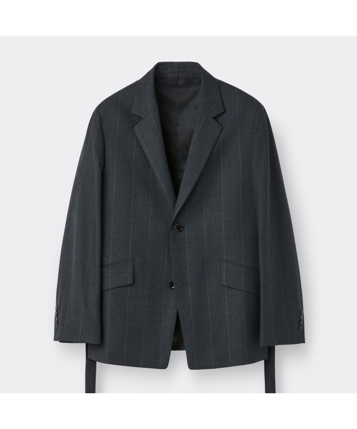 커스텀멜로우(CUSTOMELLOW) Grey Mid Length Striped Setup Jacket CWJAW25841GYD