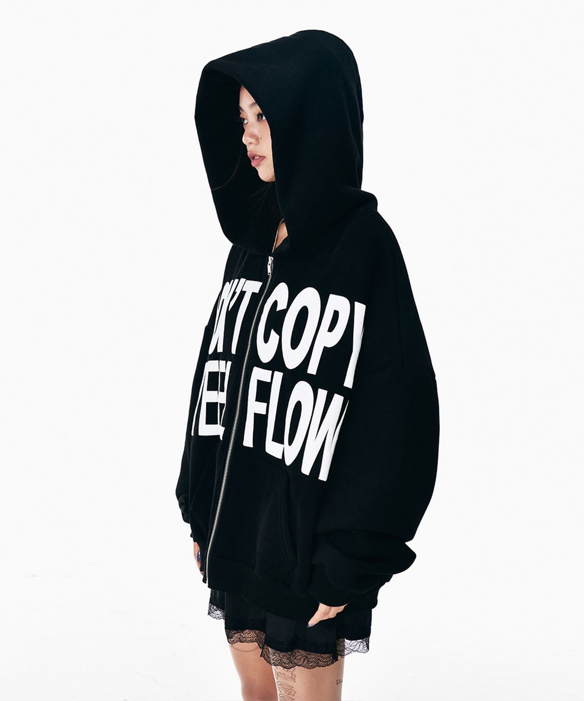 와이이이엘(YEEL) DONT COPY ZIP-UP HOODIE BLACK