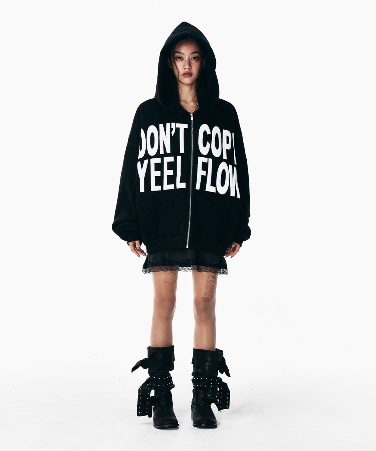 와이이이엘(YEEL) DONT COPY ZIP-UP HOODIE BLACK