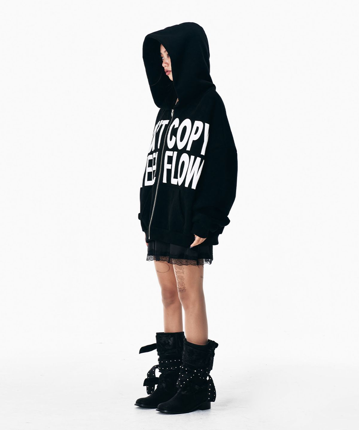 와이이이엘(YEEL) DONT COPY ZIP-UP HOODIE BLACK