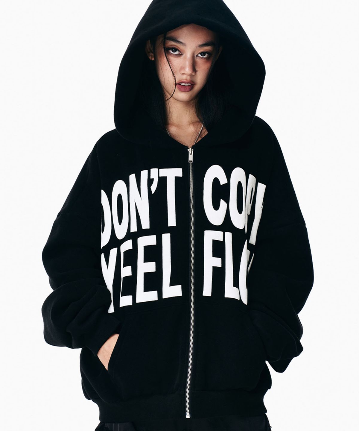 와이이이엘(YEEL) DONT COPY ZIP-UP HOODIE BLACK