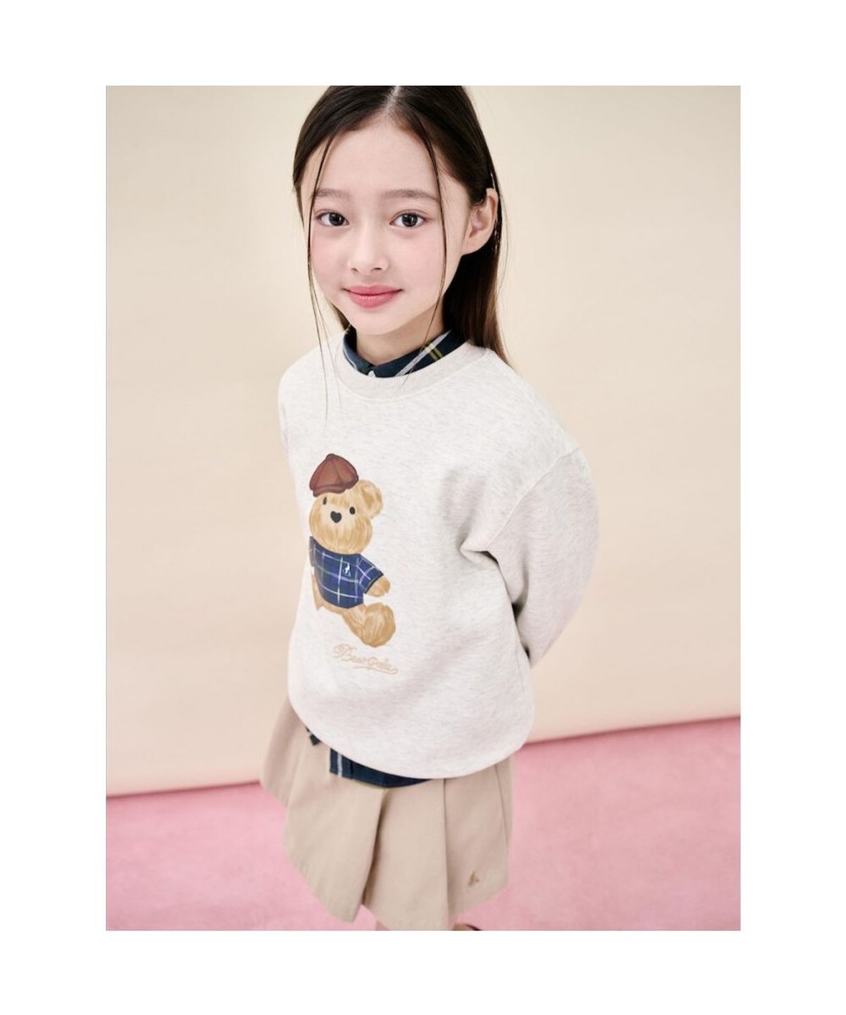 빈폴 키즈(BEANPOLE KIDS) 곰돌이 그래픽 기모 스웨트 셔츠  베이지 (BI5X41U11A) (BI5X41U11A)