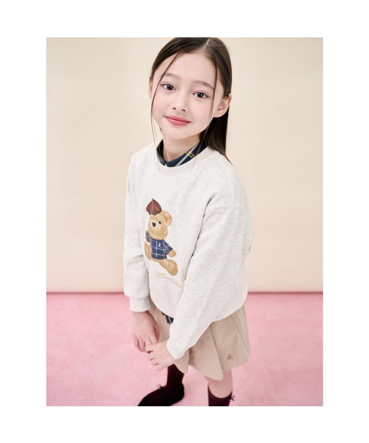 빈폴 키즈(BEANPOLE KIDS) 곰돌이 그래픽 기모 스웨트 셔츠  베이지 (BI5X41U11A) (BI5X41U11A)