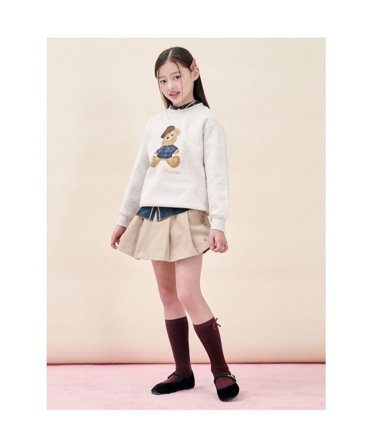 빈폴 키즈(BEANPOLE KIDS) 곰돌이 그래픽 기모 스웨트 셔츠  베이지 (BI5X41U11A) (BI5X41U11A)
