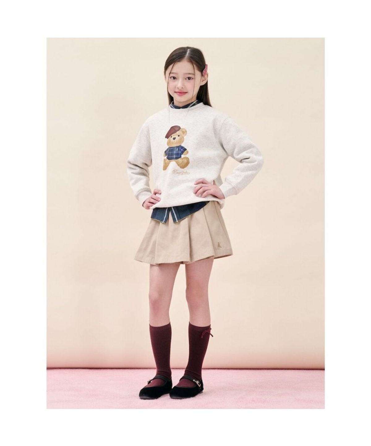 빈폴 키즈(BEANPOLE KIDS) 곰돌이 그래픽 기모 스웨트 셔츠  베이지 (BI5X41U11A) (BI5X41U11A)
