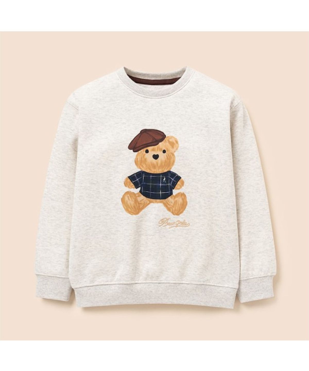 빈폴 키즈(BEANPOLE KIDS) 곰돌이 그래픽 기모 스웨트 셔츠  베이지 (BI5X41U11A) (BI5X41U11A)
