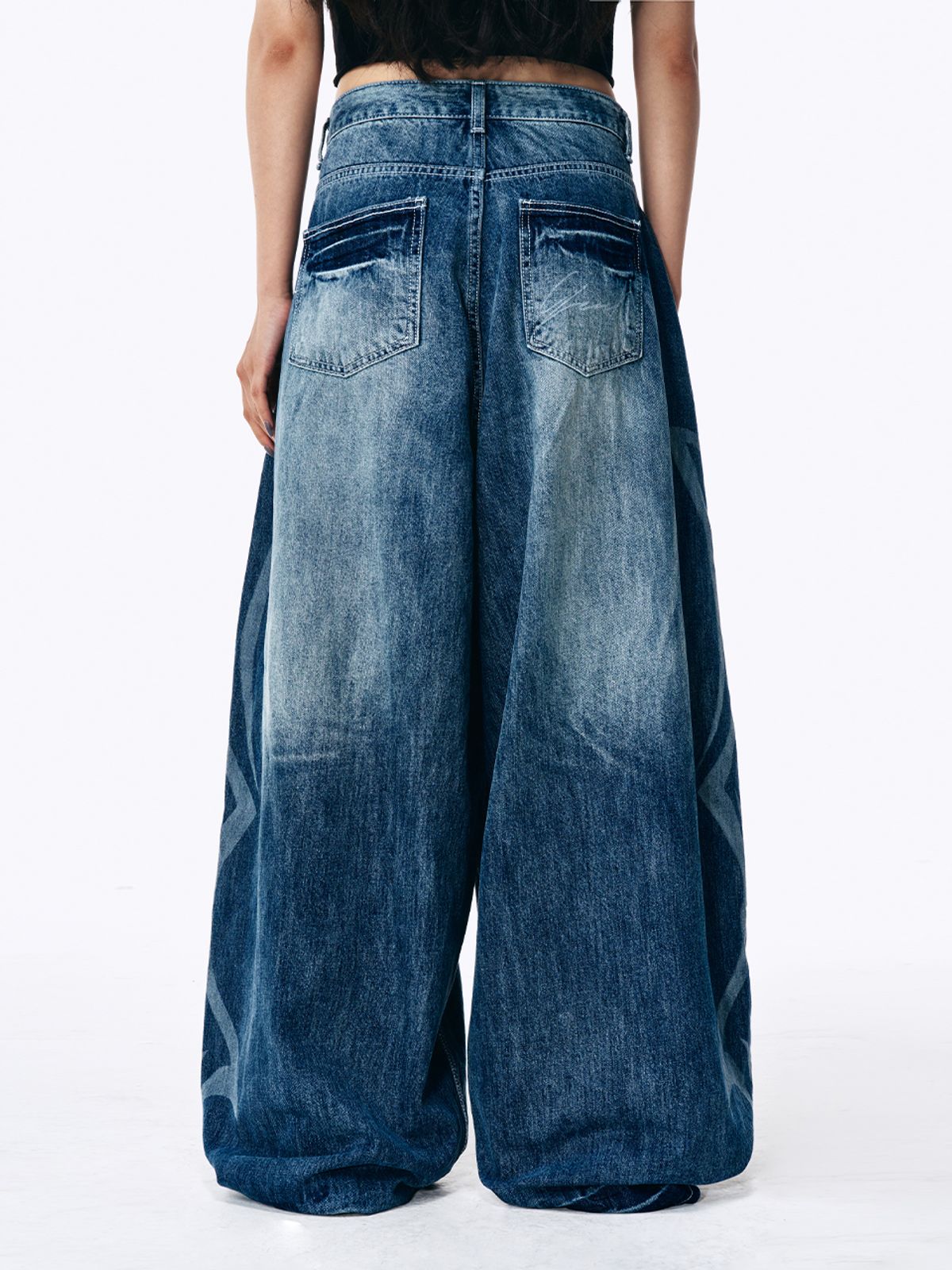 와이이이엘(YEEL) DAMAGED WASHED BALLOON DENIM PANTS BLUE