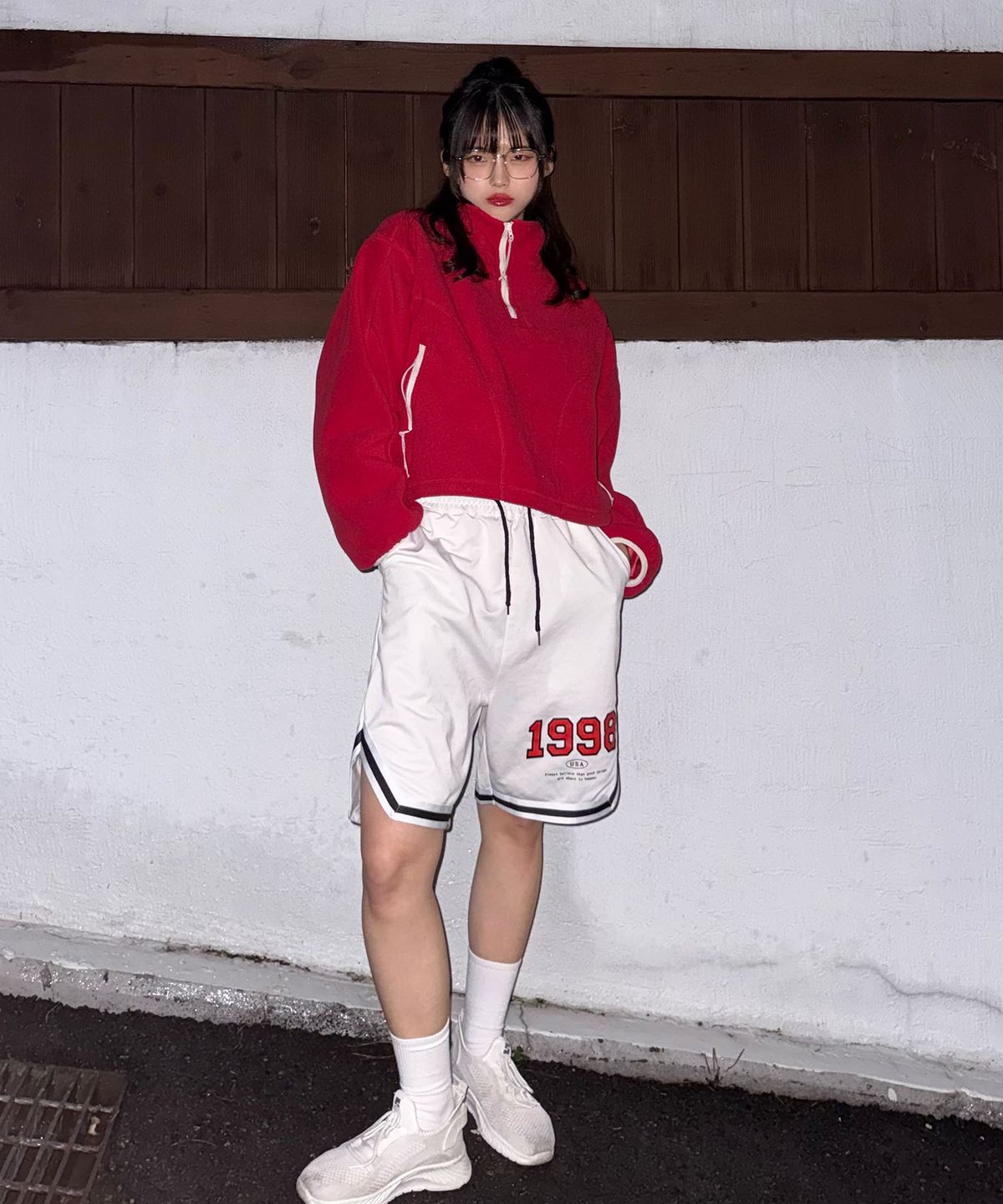 코드그라피(CGP) (우먼) 플리스 하프 집업_레드