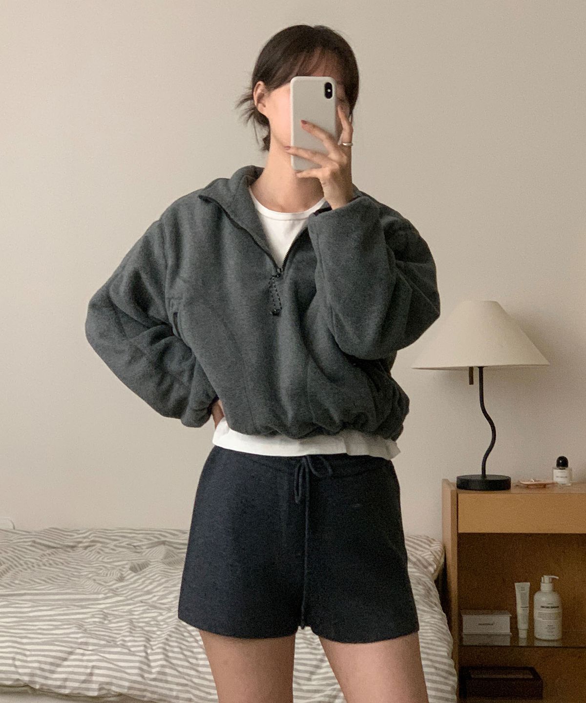 코드그라피(CGP) (우먼) 플리스 하프 집업_차콜