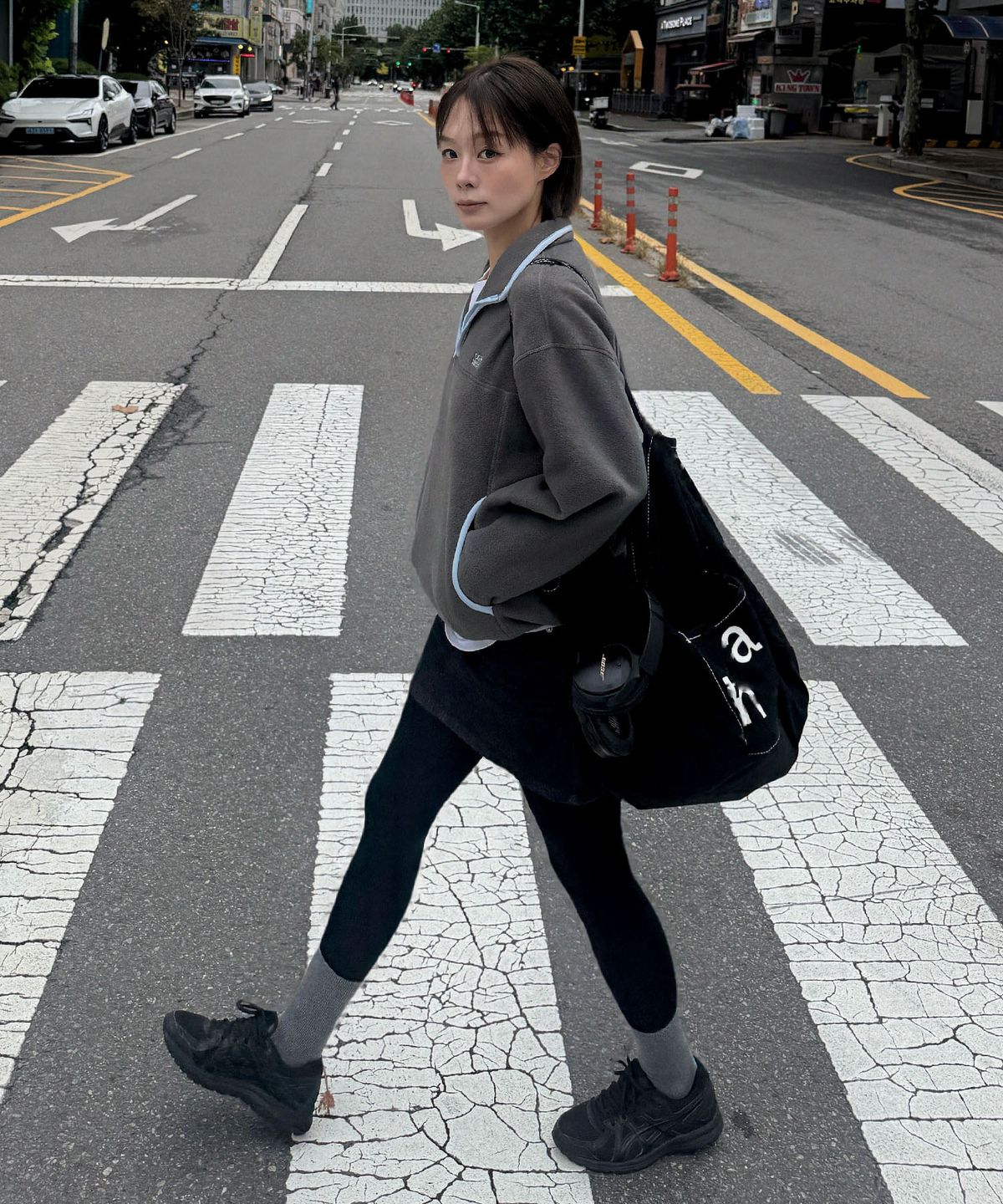 코드그라피(CGP) (우먼) 폴라플리스 하프 집업_차콜
