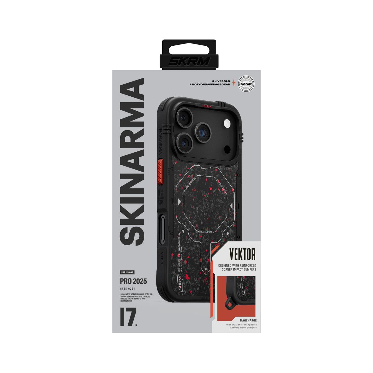 스키나마(SKINARMA) 벡터 맥차지 블랙 맥세이프 케이스 (아이폰 17 프로/프로 맥스)
