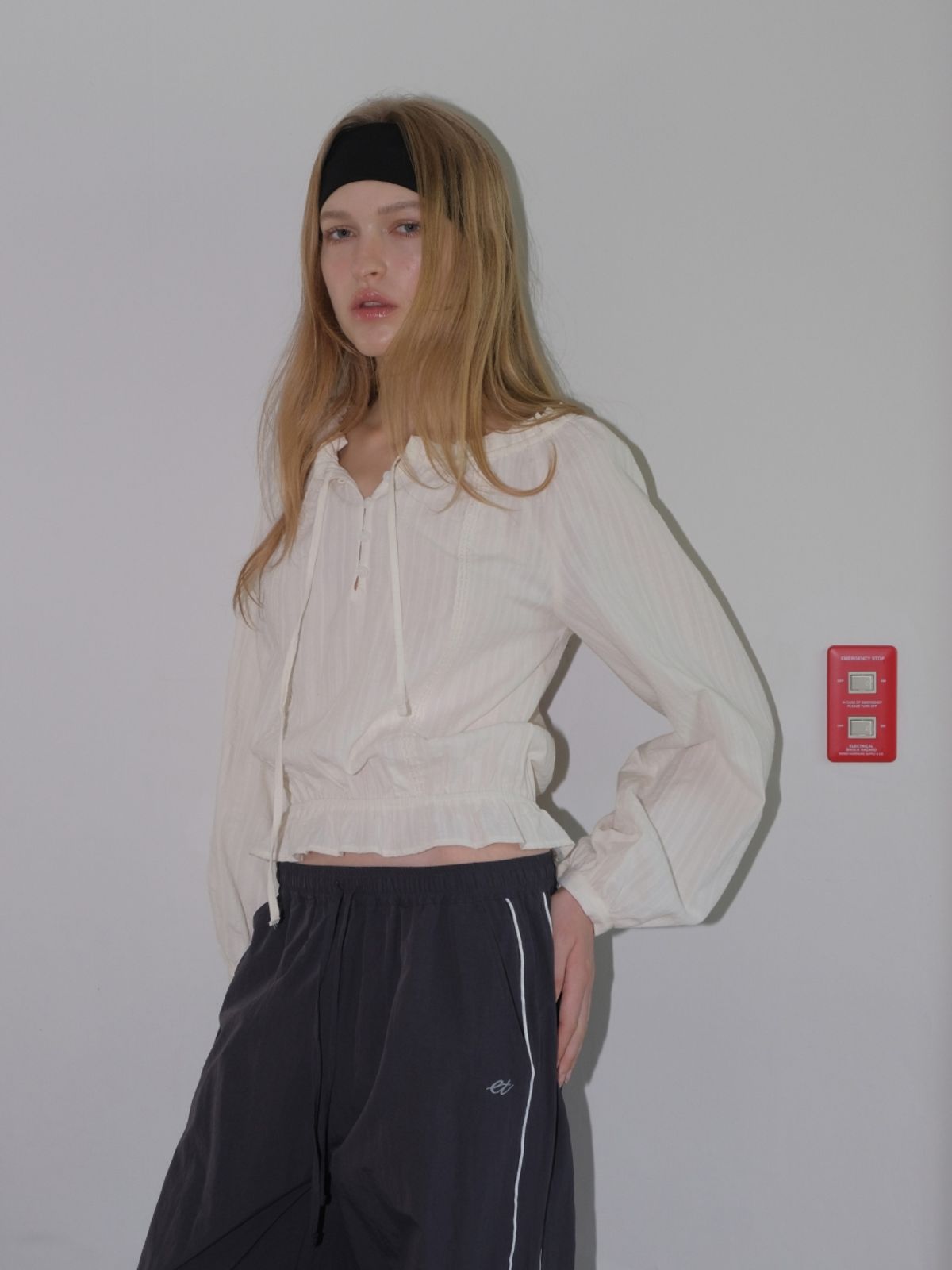 에트몽(ETMON) [리퍼브 특가] Cotton Lace Button Blouse, Cream
