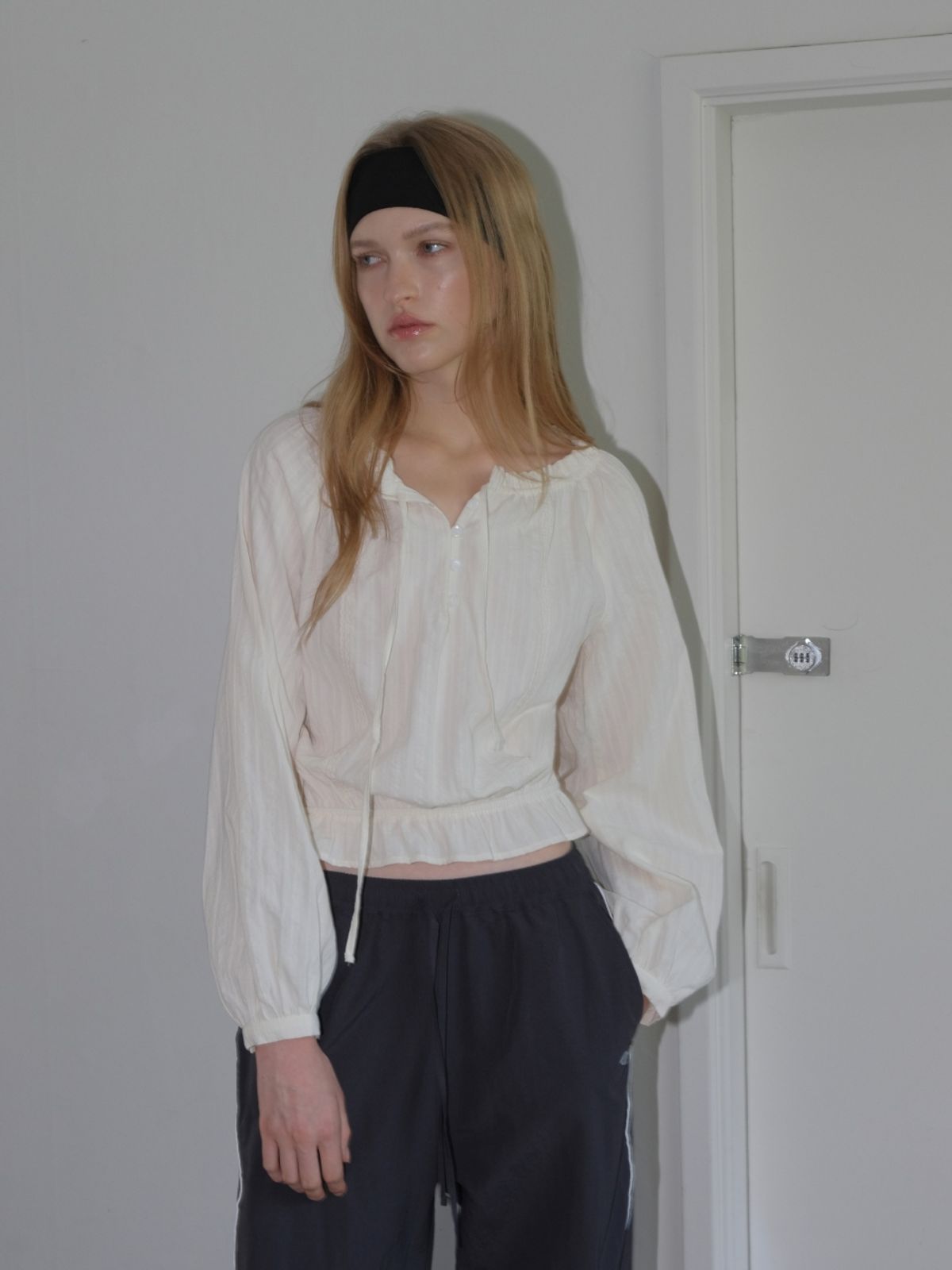 에트몽(ETMON) [리퍼브 특가] Cotton Lace Button Blouse, Cream