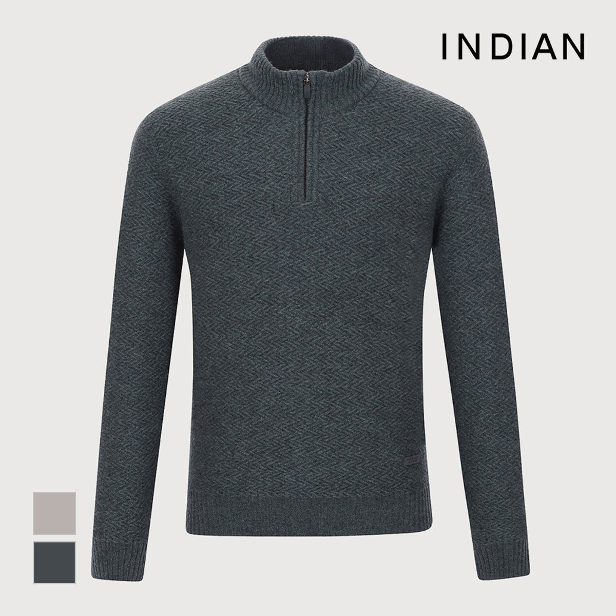 인디안(INDIAN) 울캐시 홀가먼트 반짚업 니트_MITBH3W9321