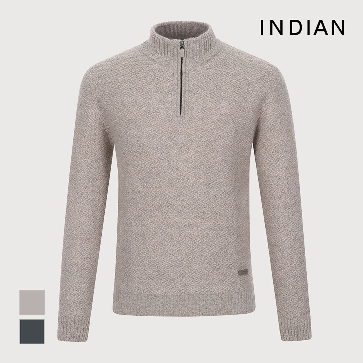 인디안(INDIAN) 울캐시 홀가먼트 반짚업 니트_MITBH3W9321