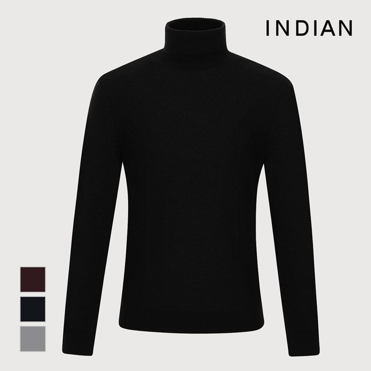인디안(INDIAN) 울혼방 솔리드 롱터틀 니트_MIUBF3W9361