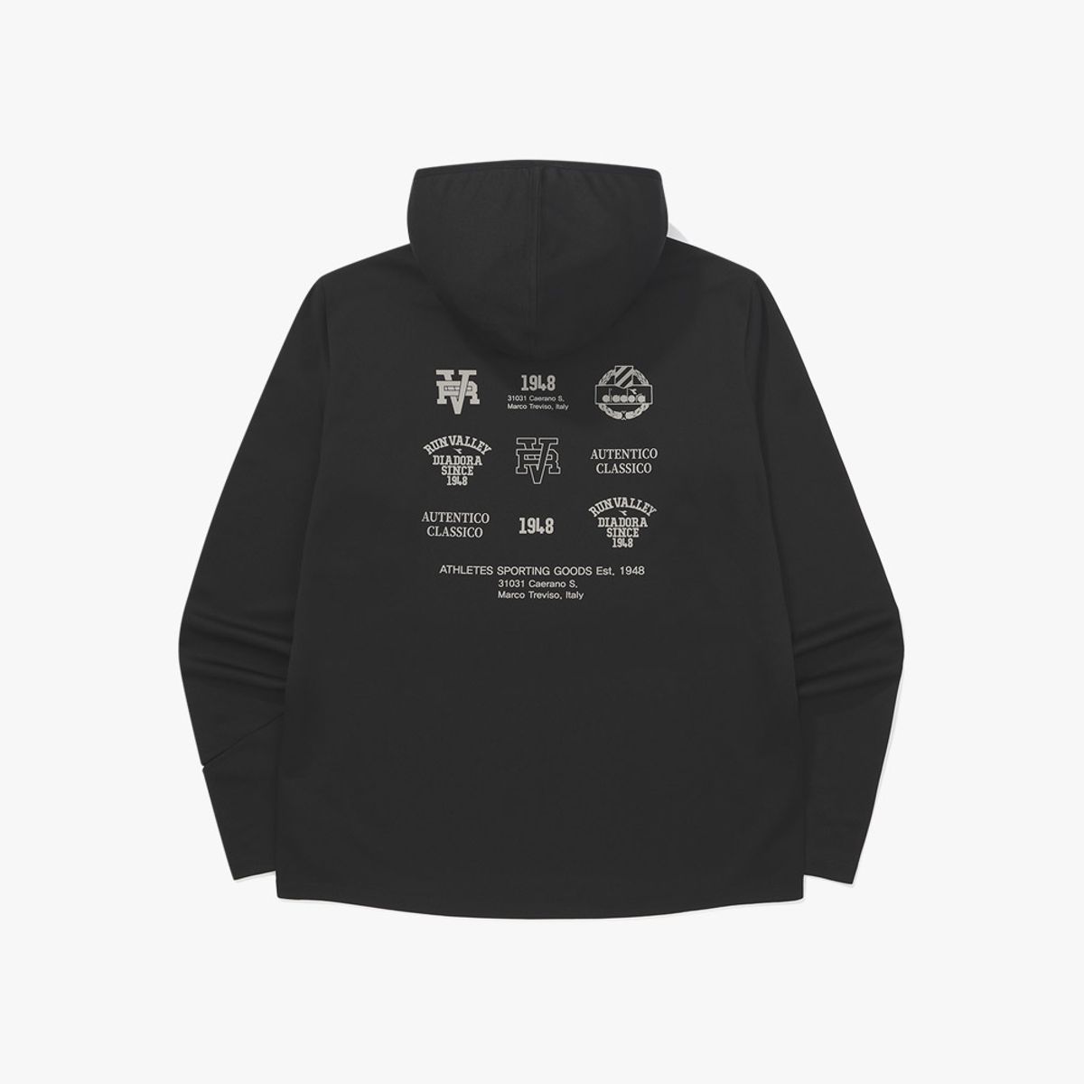 디아도라(diadora) 캄포 러닝 썸홀 후드 BLACK
