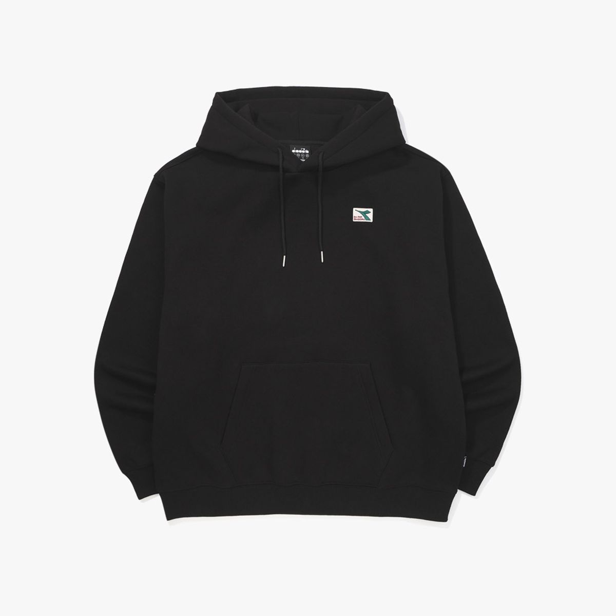 디아도라(diadora) 컴피 기모 후드티셔츠 BLACK