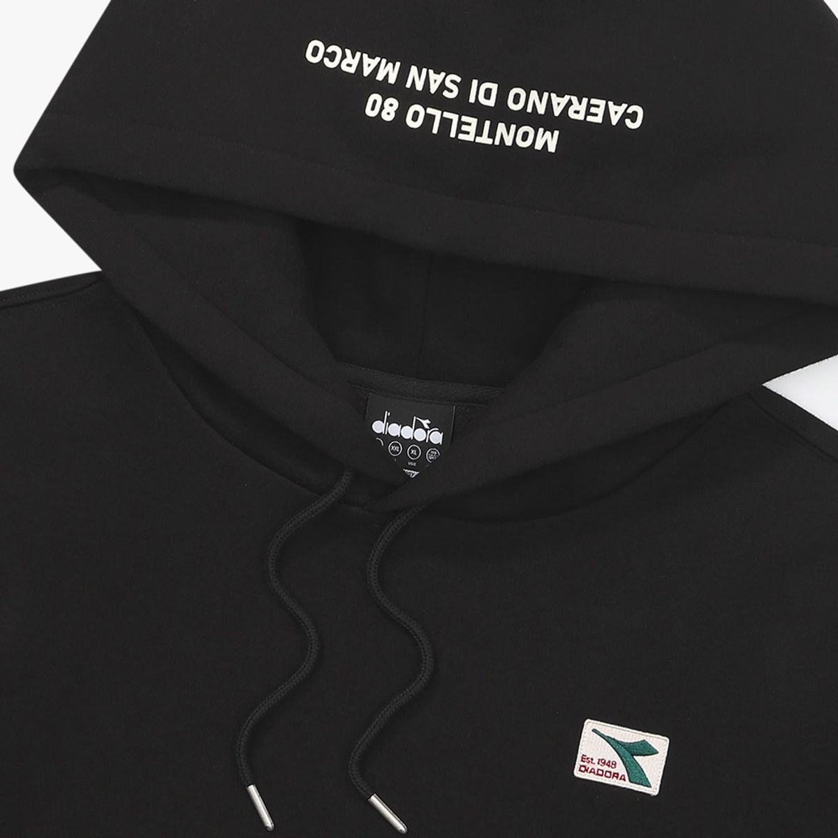 디아도라(diadora) 컴피 기모 후드티셔츠 BLACK