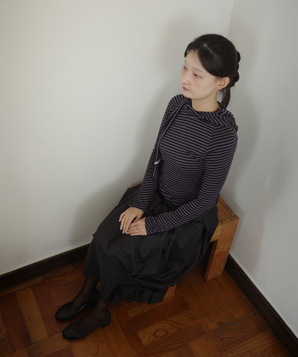이서이(ESEOE) diagonal jersey top Stripe