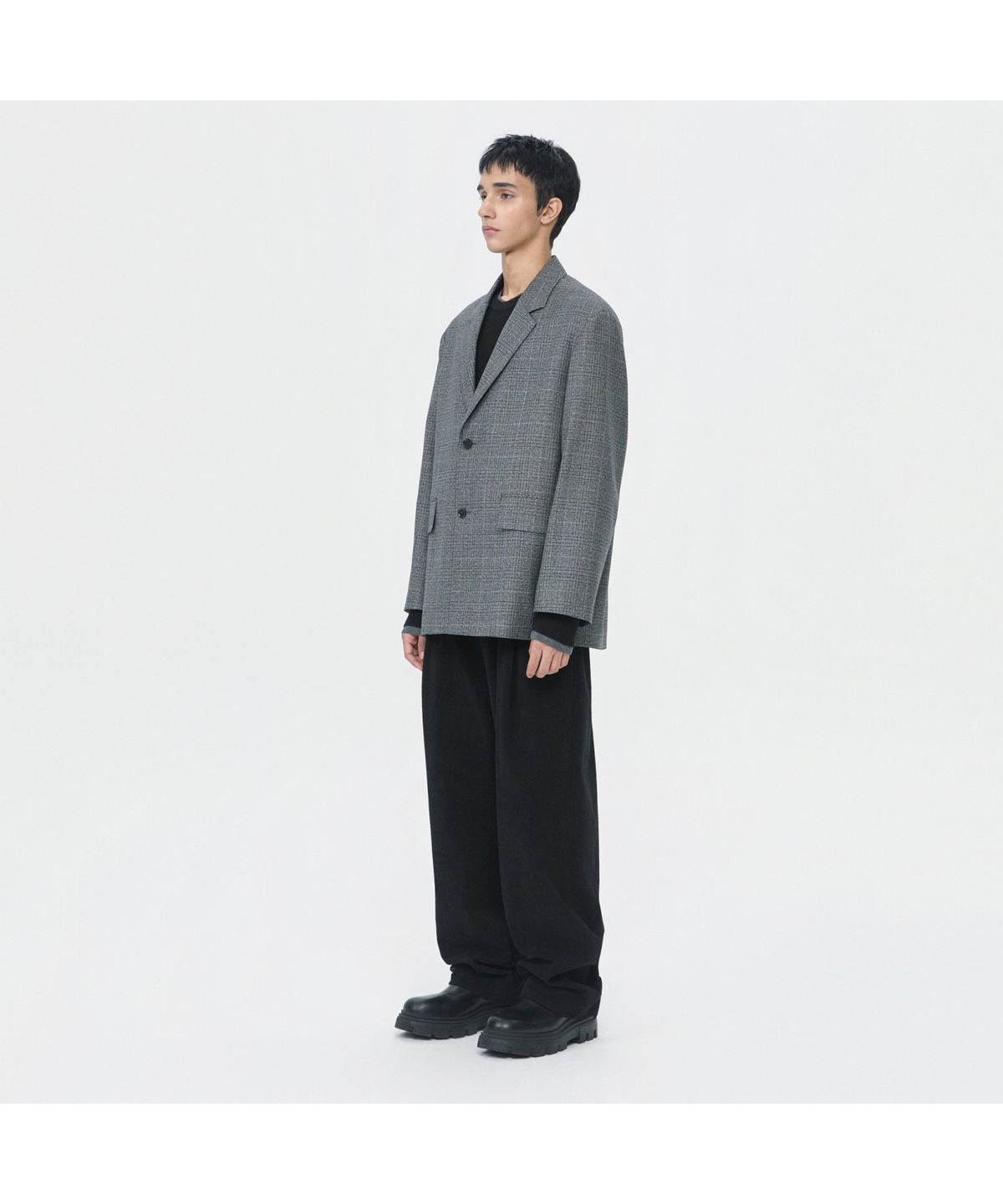 커스텀멜로우(CUSTOMELLOW) Grey Wool Check Jacket CWJAW25842GYL