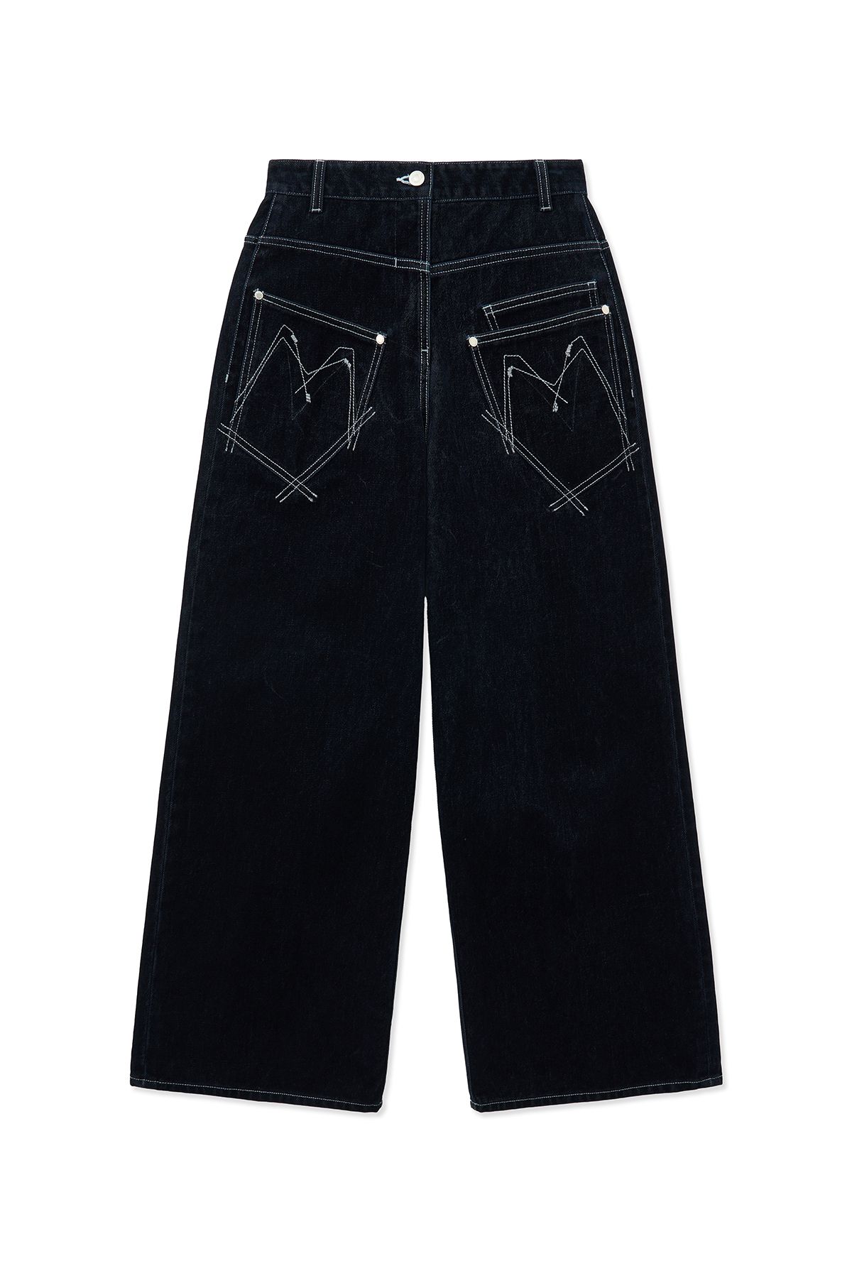 MUSINSA公式 | MATIN KIM REVERSE VELVET WIDE DENIM PANTS IN NAVY
