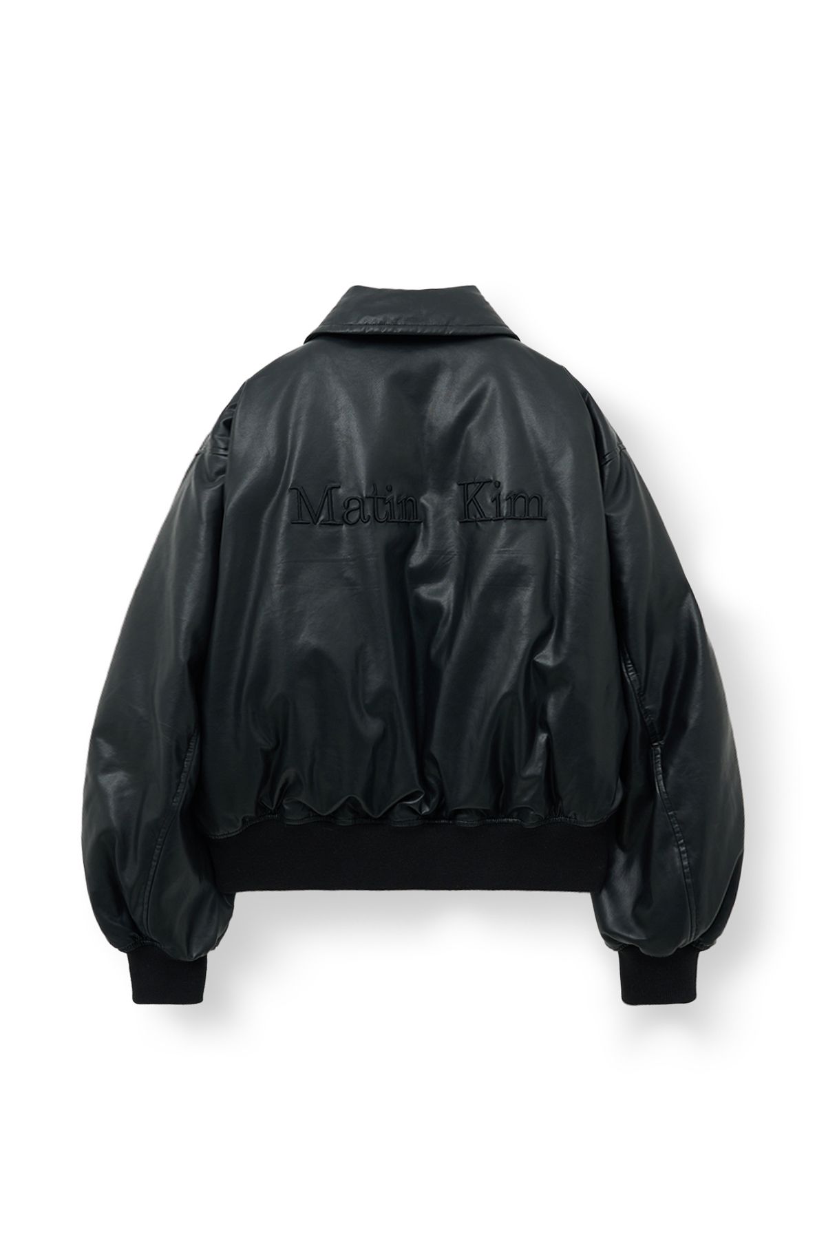 MUSINSA公式 | MATIN KIM FAUX LEATHER DOWN JUMPER FOR WOMEN IN BLACK