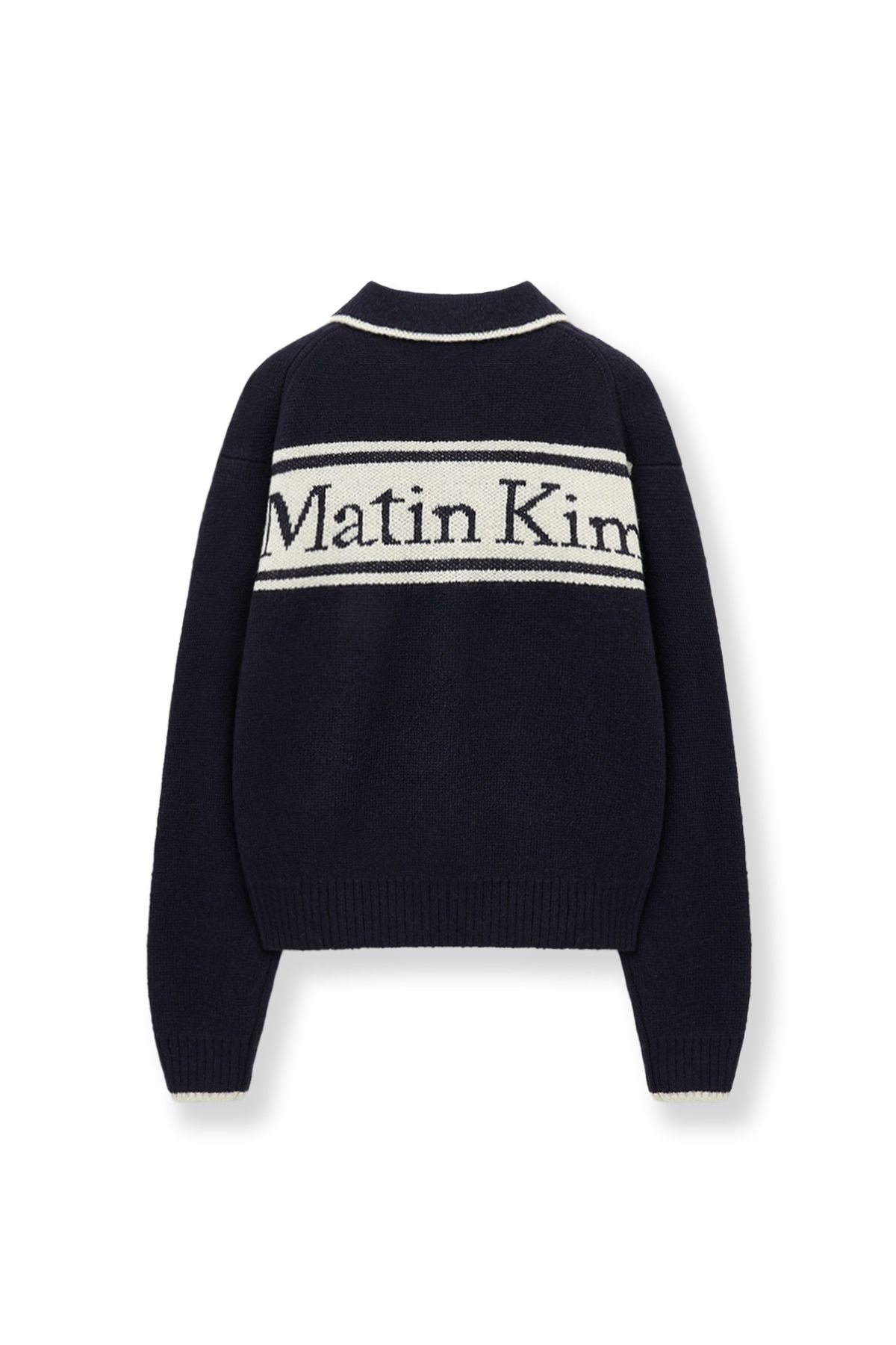 MUSINSA公式 | MATIN KIM BACK LOGO COLLAR KNIT TOP FOR WOMEN IN
